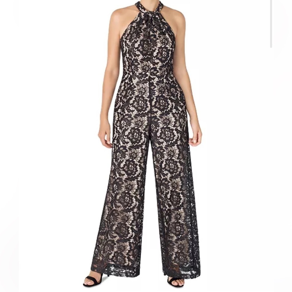 Julia Jordan High Neck Floral Lace Jumpsuit
